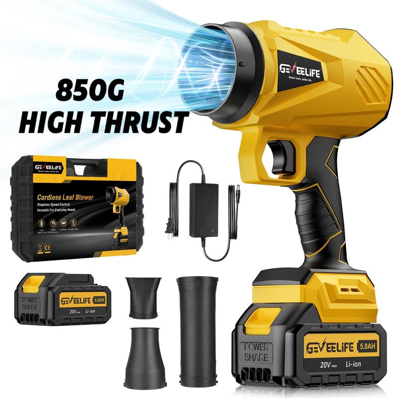 200W GEVEELIFE Turbo Jet Blower – Cordless Handheld Air Blower for Leaves, Garden & Car Use