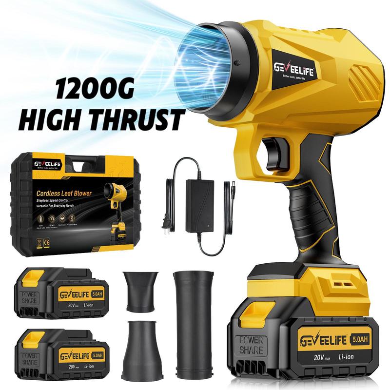 200W GEVEELIFE Turbo Jet Blower – Cordless Handheld Air Blower for Leaves, Garden & Car Use