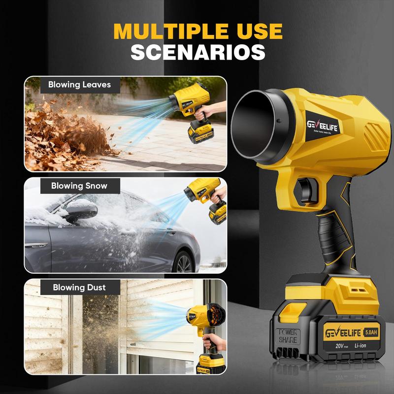 200W GEVEELIFE Turbo Jet Blower – Cordless Handheld Air Blower for Leaves, Garden & Car Use