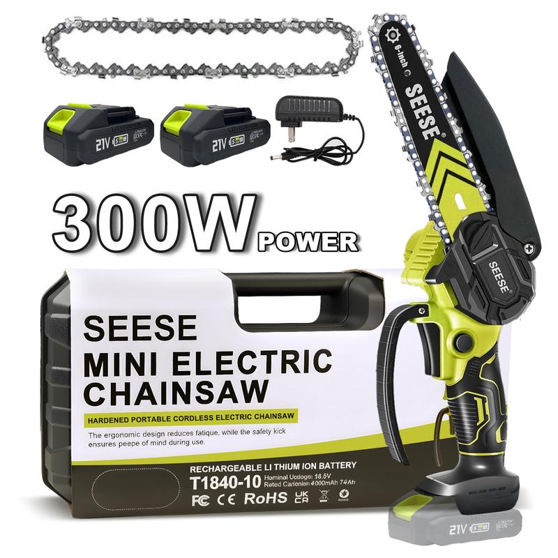 SEESE Brushless Mini Chainsaw – Portable Cordless Electric Saw with Oil System, 2000mAh Battery, Wood Cutting & Pruning
