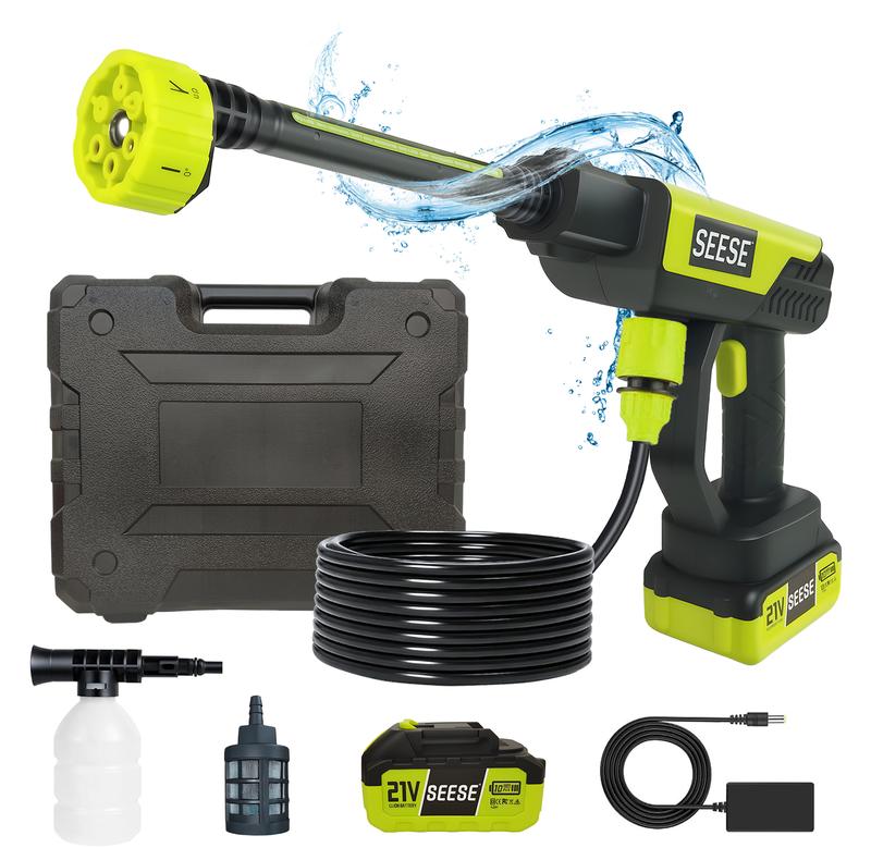 SEESE Portable Cordless Pressure Washer – Includes Single Charger Base, Ideal for Car, Home & Garden Use