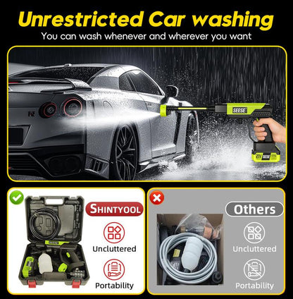 SEESE Portable Cordless Pressure Washer – Includes Single Charger Base, Ideal for Car, Home & Garden Use